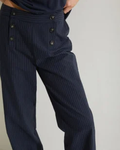 YERSE Trousers And Jeans^Pinstripe Carrot Trousers Navy