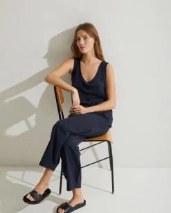 YERSE Trousers And Jeans^Pinstripe Carrot Trousers Navy