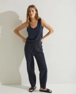 YERSE Trousers And Jeans^Pinstripe Carrot Trousers Navy