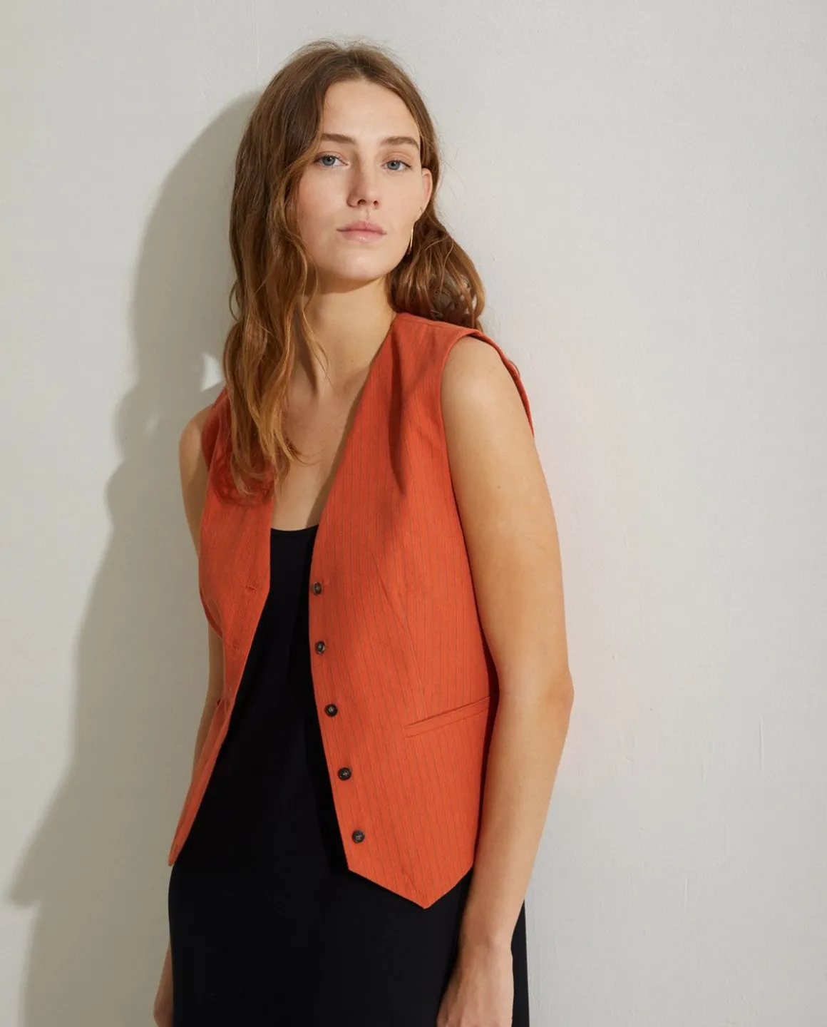 YERSE T- Shirts And Tops^Pinstripe Vest Orange