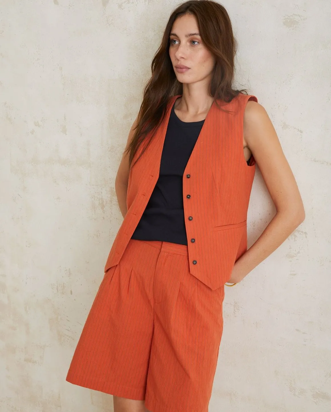 YERSE T- Shirts And Tops^Pinstripe Vest Orange