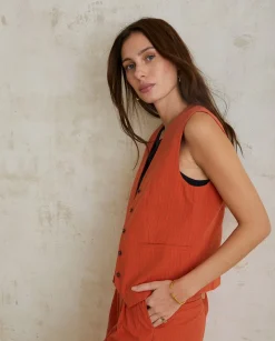 YERSE T- Shirts And Tops^Pinstripe Vest Orange