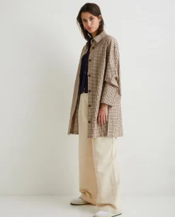 YERSE Jackets And Blazers^Plaid Cotton Raincoat Orange