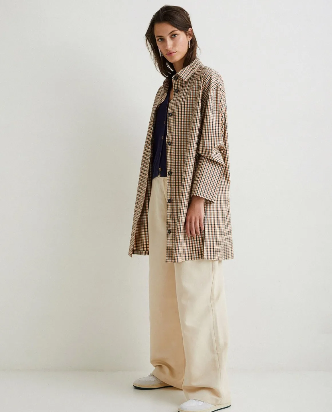 YERSE Jackets And Blazers^Plaid Cotton Raincoat Orange