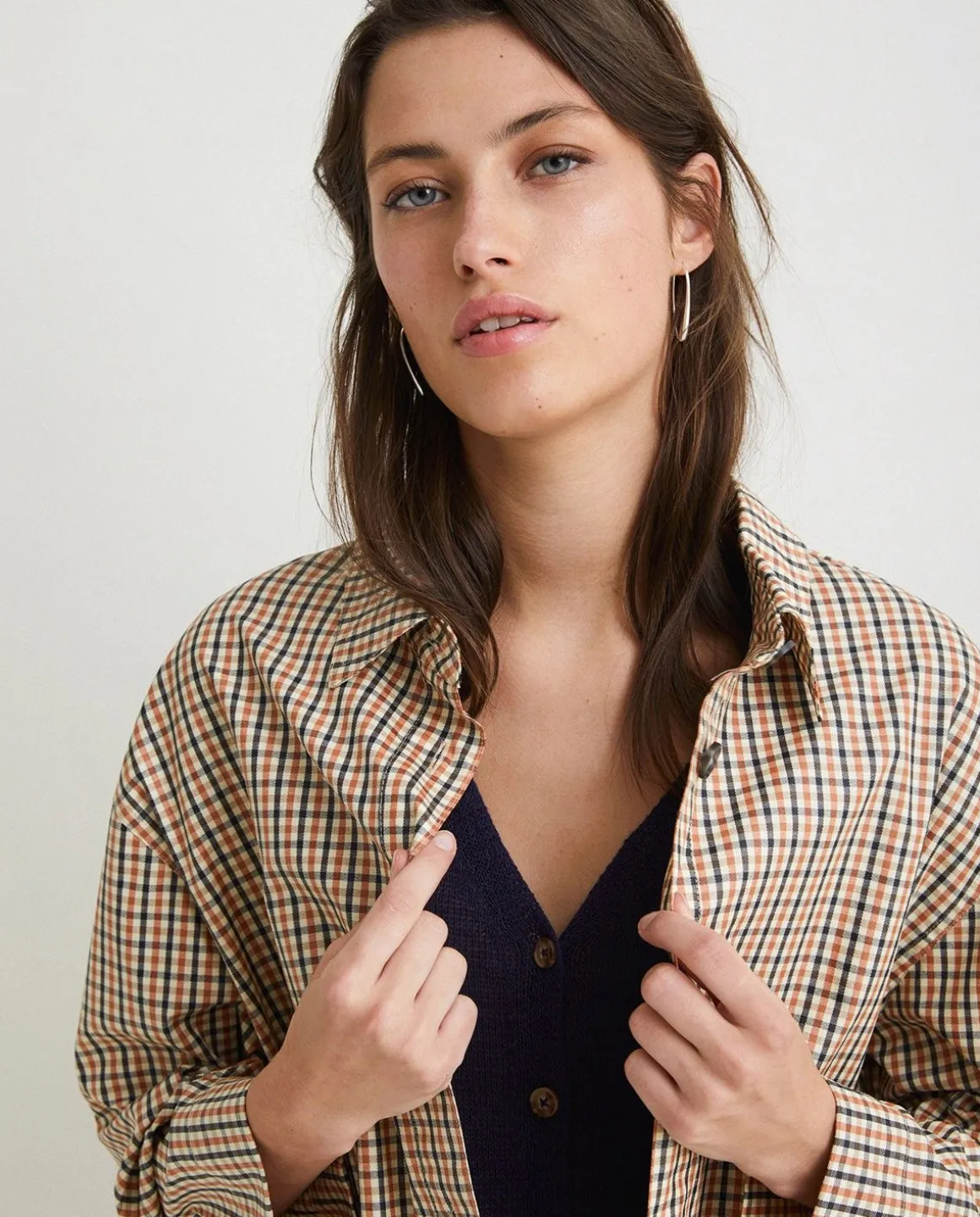 YERSE Jackets And Blazers^Plaid Cotton Raincoat Orange