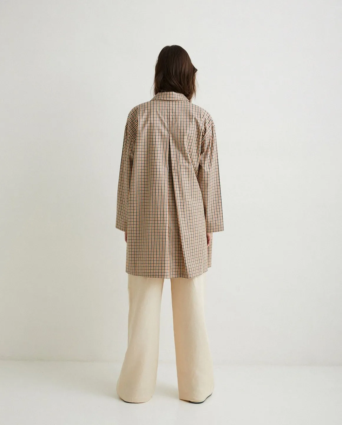 YERSE Jackets And Blazers^Plaid Cotton Raincoat Orange