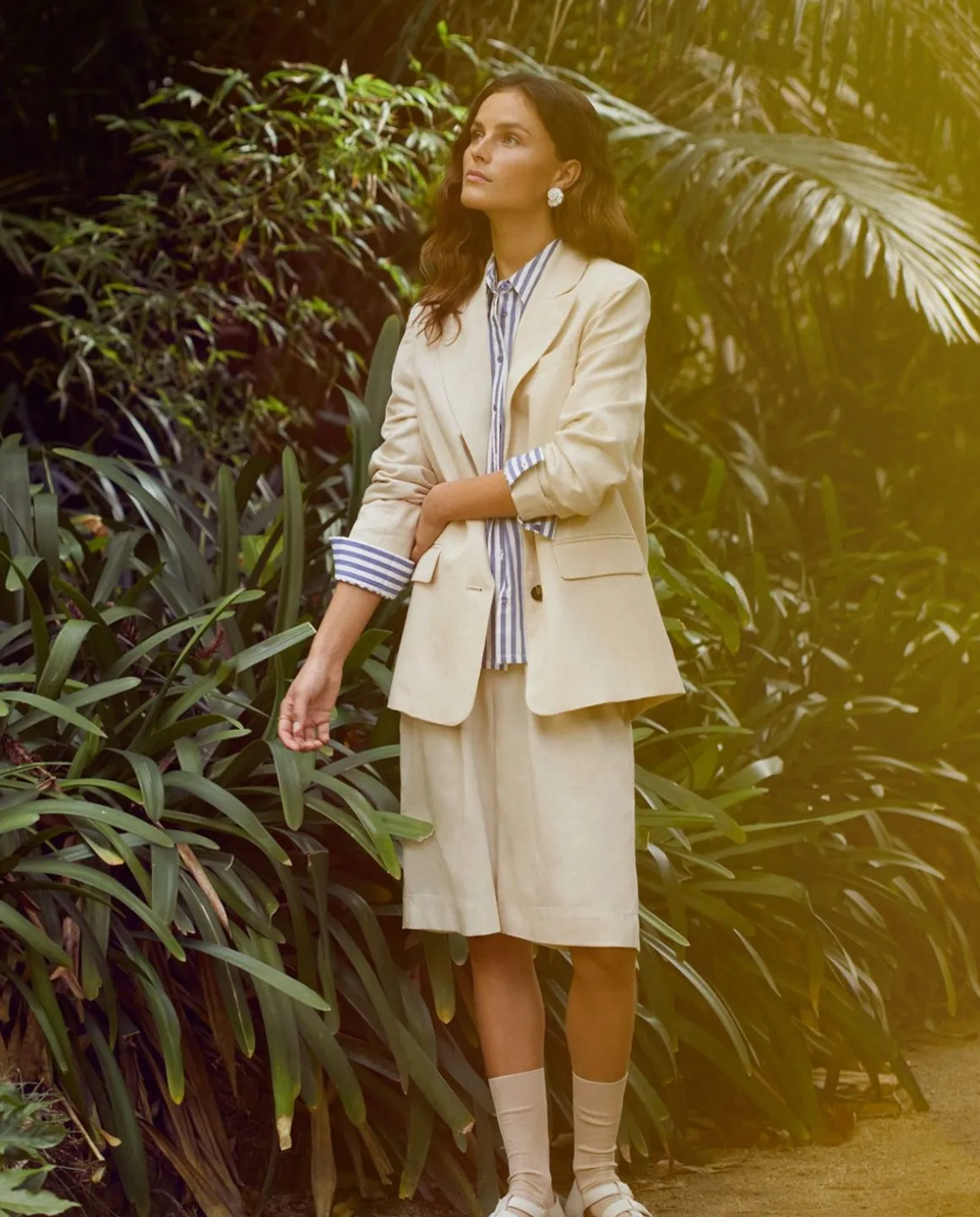 YERSE Trousers And Jeans^Pleated Bermuda Shorts Natural