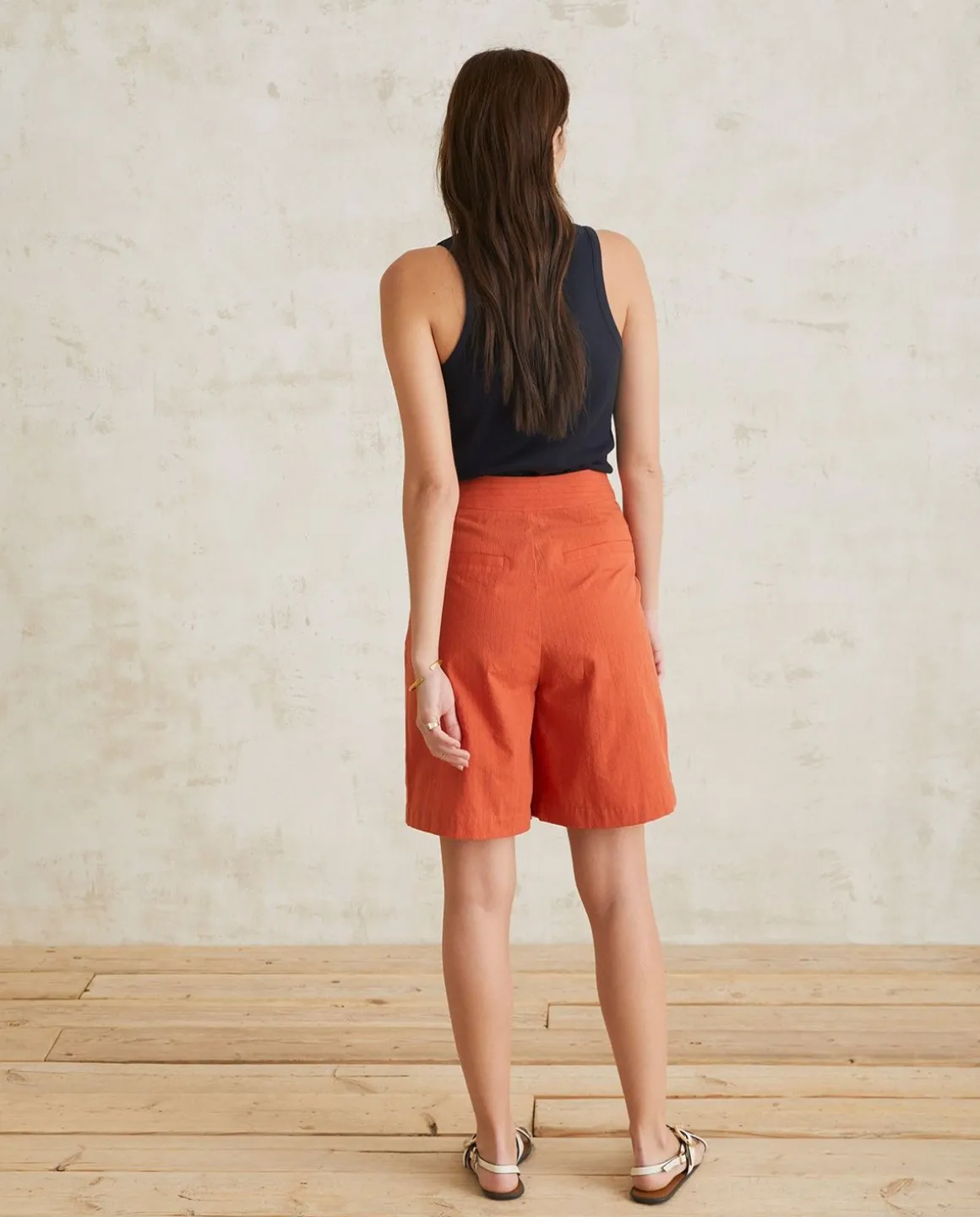 YERSE Trousers And Jeans^Pleated Bermuda Shorts Orange