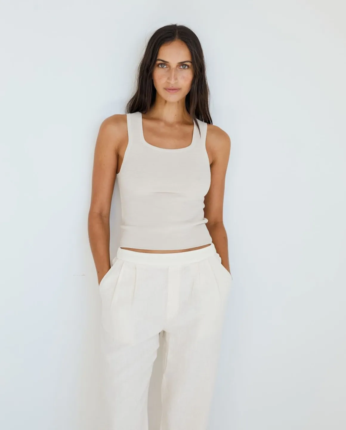 YERSE Trousers And Jeans^Pleated Linen Trousers Beige