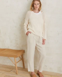 YERSE Trousers And Jeans^Pleated Linen Trousers Ecru