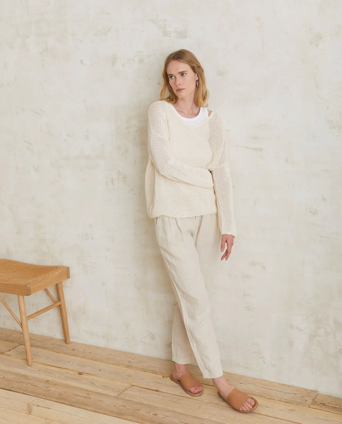 YERSE Trousers And Jeans^Pleated Linen Trousers Ecru
