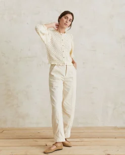 YERSE Sweaters & Cardigans^Pointelette Cotton Cardigan Ecru