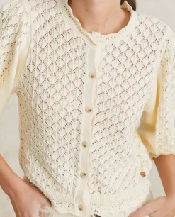 YERSE Sweaters & Cardigans^Pointelette Cotton Cardigan Ecru