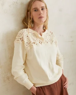 YERSE Sweaters & Cardigans^Pointelette Cotton Sweater Ecru