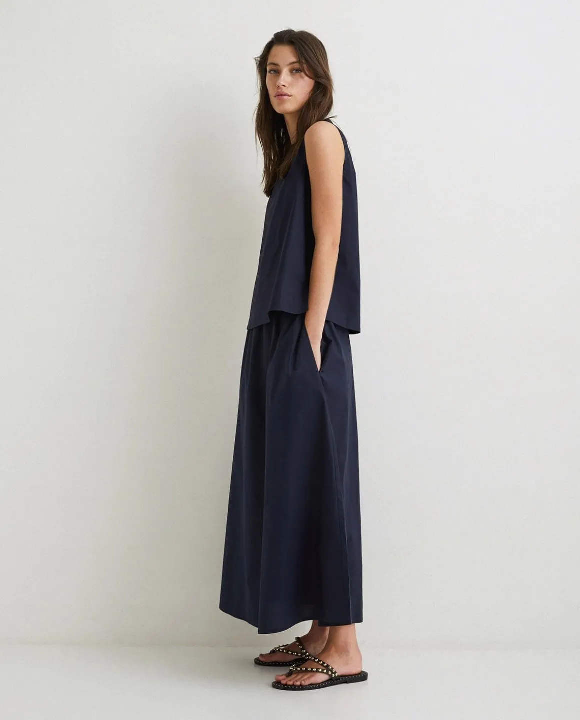 YERSE Skirts^Poplin Skirt Navy