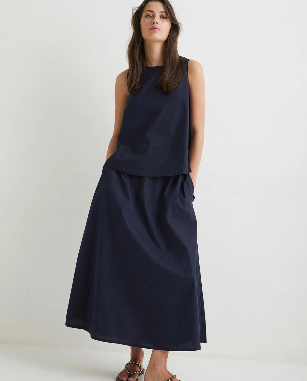 YERSE Skirts^Poplin Skirt Navy