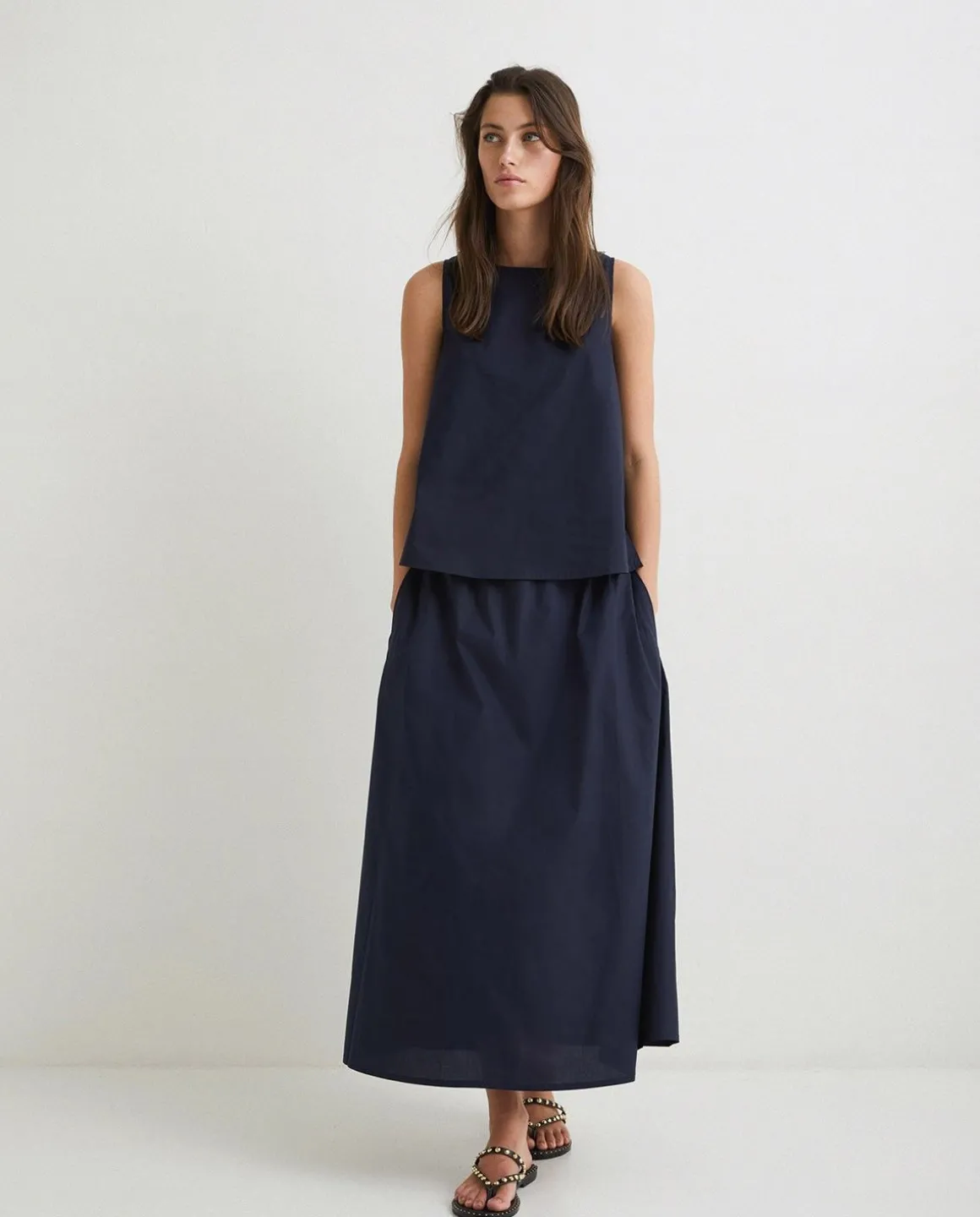 YERSE Skirts^Poplin Skirt Navy