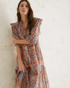 YERSE Dresses And Jumpsuits^Print Cotton Dress Orange
