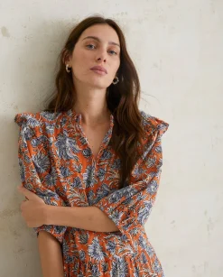 YERSE Dresses And Jumpsuits^Print Cotton Dress Orange