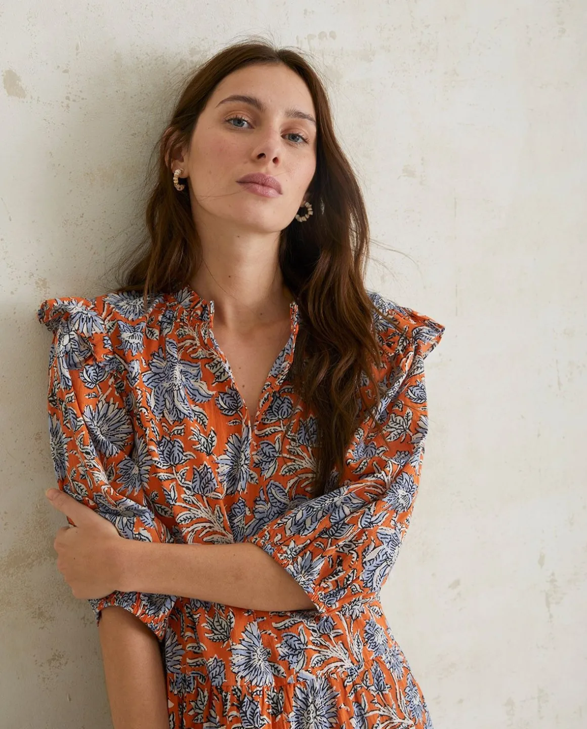 YERSE Dresses And Jumpsuits^Print Cotton Dress Orange