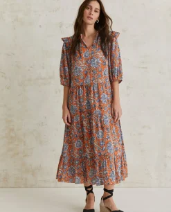 YERSE Dresses And Jumpsuits^Print Cotton Dress Orange