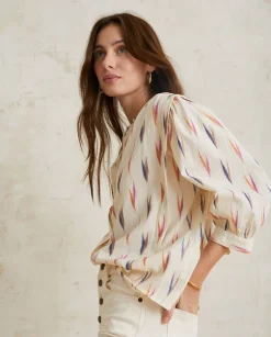 YERSE Shirts And Blouses^Print Cotton Shirt Ecru