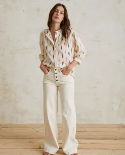 YERSE Shirts And Blouses^Print Cotton Shirt Ecru