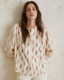 YERSE Shirts And Blouses^Print Cotton Shirt Ecru
