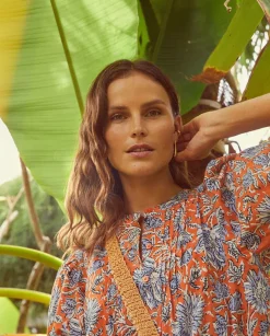 YERSE Shirts And Blouses^Print Cotton Shirt Orange