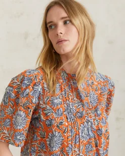 YERSE Shirts And Blouses^Print Cotton Shirt Orange