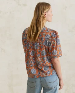 YERSE Shirts And Blouses^Print Cotton Shirt Orange