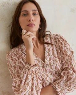 YERSE Shirts And Blouses^Print Cotton Shirt Pink