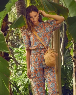 YERSE Trousers And Jeans^Print Cotton Trousers Orange