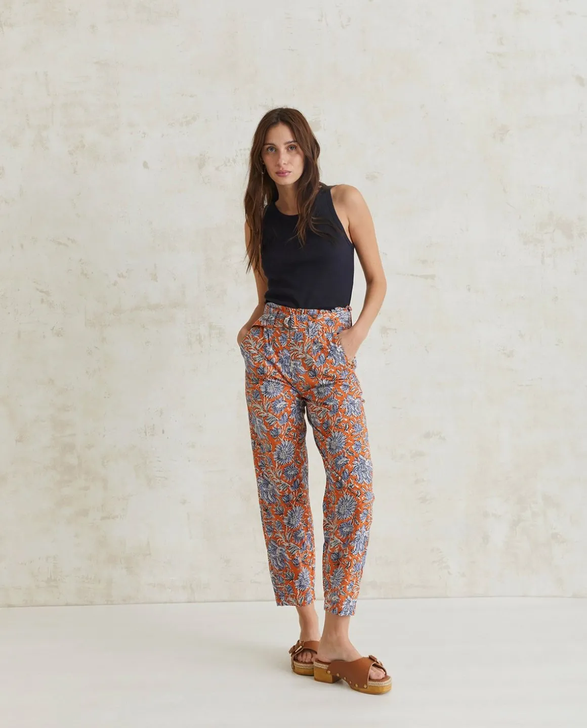 YERSE Trousers And Jeans^Print Cotton Trousers Orange