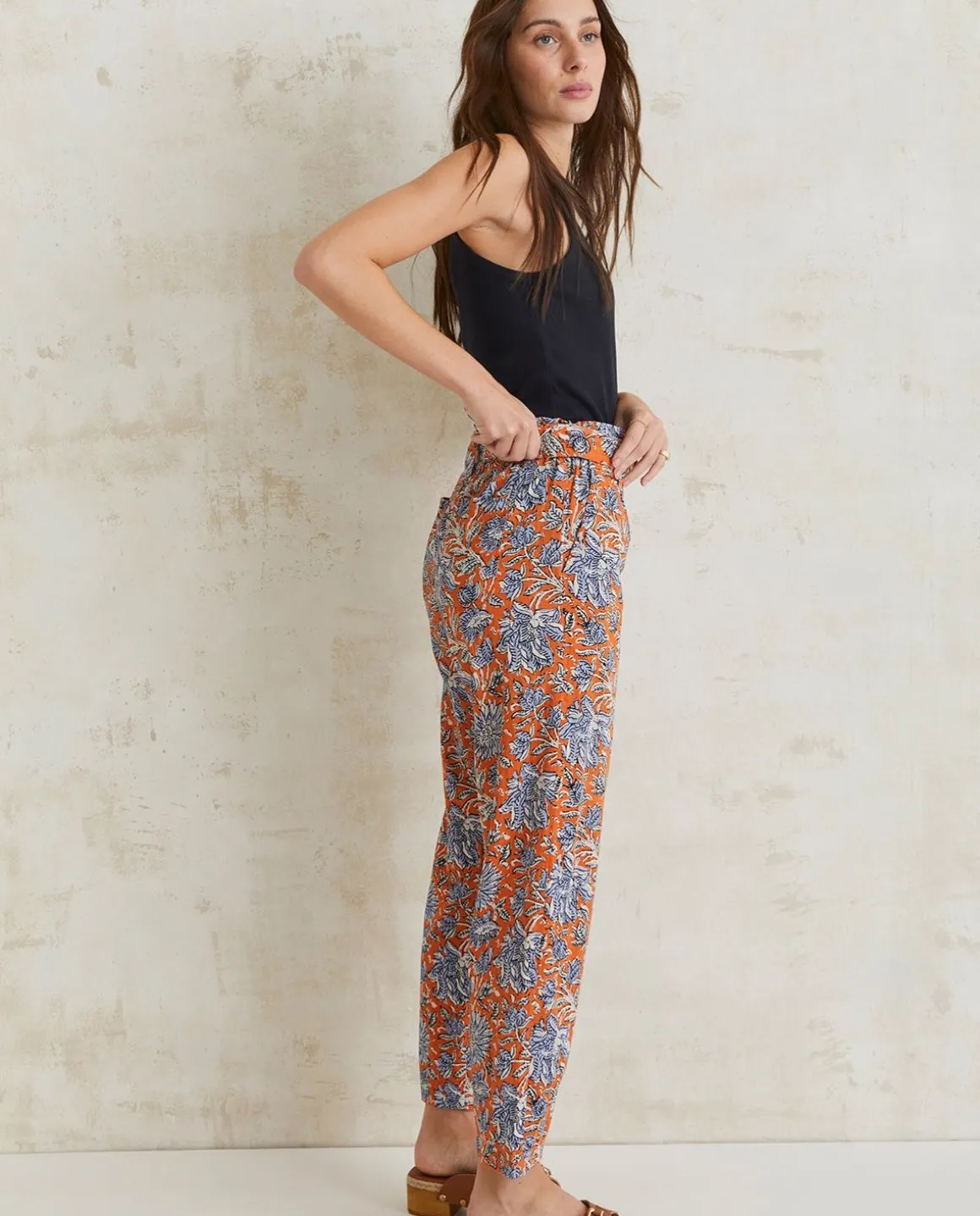 YERSE Trousers And Jeans^Print Cotton Trousers Orange