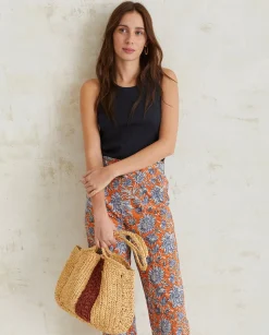 YERSE Trousers And Jeans^Print Cotton Trousers Orange