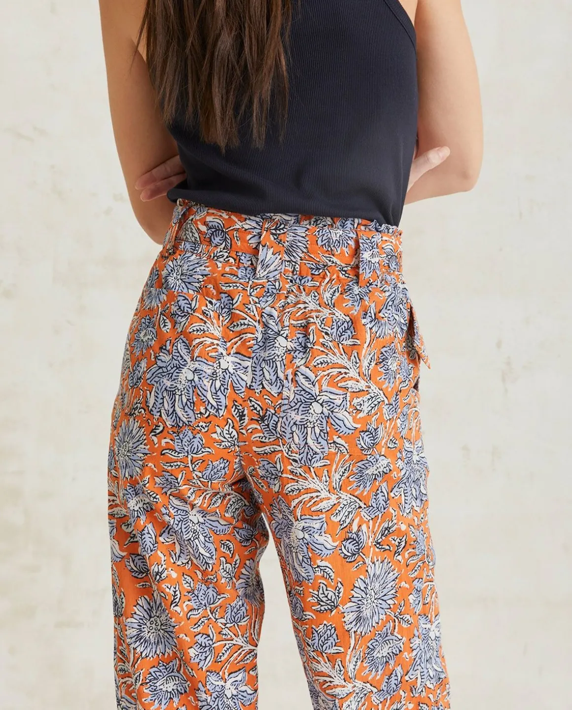 YERSE Trousers And Jeans^Print Cotton Trousers Orange