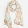 YERSE Scarves^Print Linen Scarf Orange