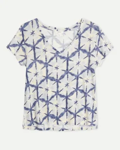 YERSE T- Shirts And Tops^Print Linen T-Shirt Blue