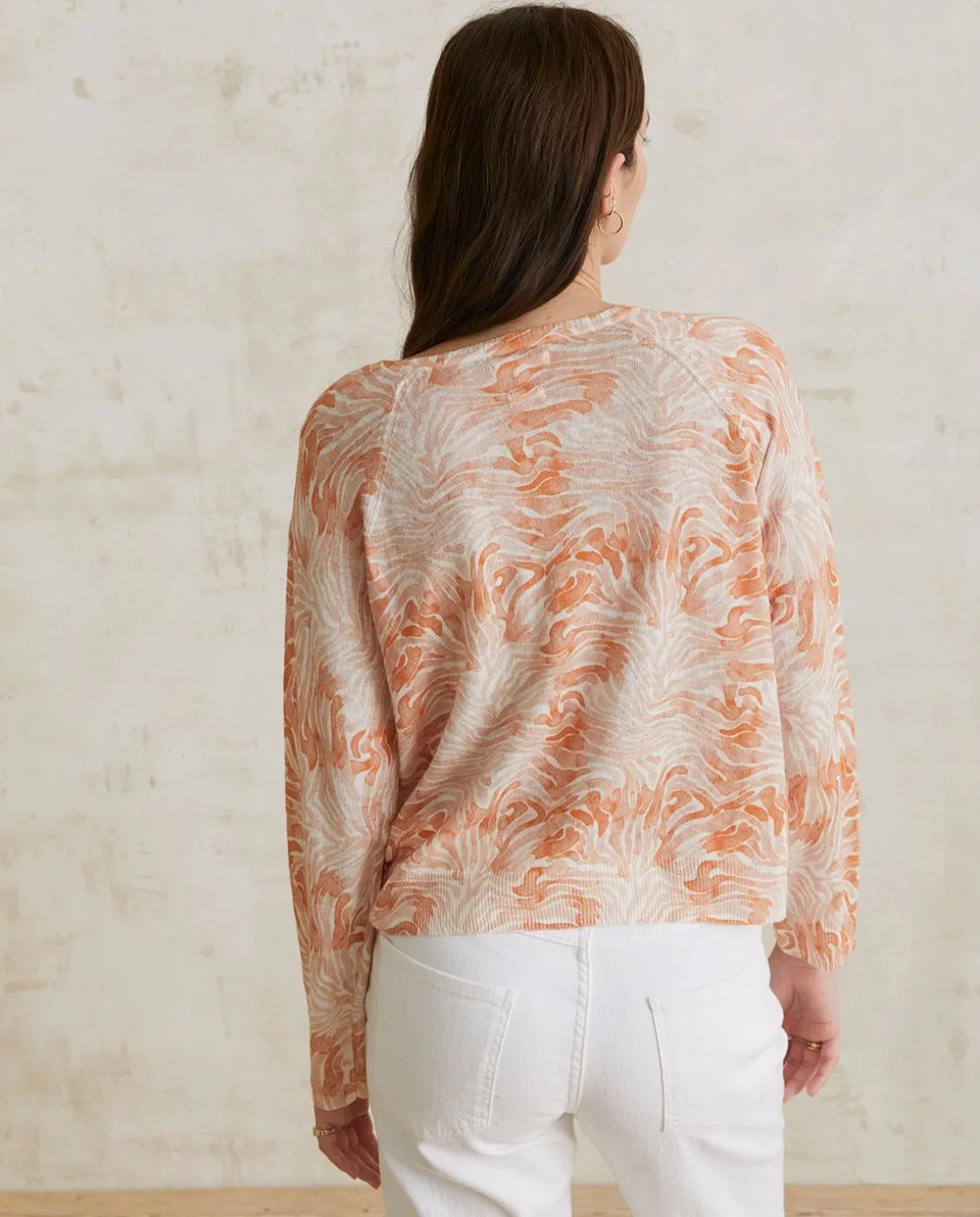 YERSE Sweaters & Cardigans^Print Linen-Cotton Sweater Orange