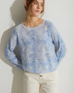 YERSE Sweaters & Cardigans^Print Linen-Cotton Sweater Blue
