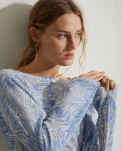 YERSE Sweaters & Cardigans^Print Linen-Cotton Sweater Blue