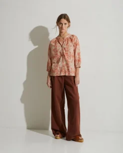 YERSE Shirts And Blouses^Print Organic-Cotton Shirt Orange