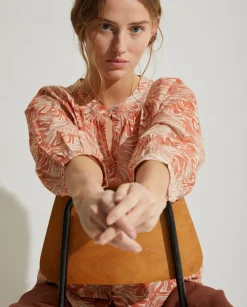 YERSE Shirts And Blouses^Print Organic-Cotton Shirt Orange