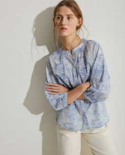 YERSE Shirts And Blouses^Print Organic-Cotton Shirt Blue