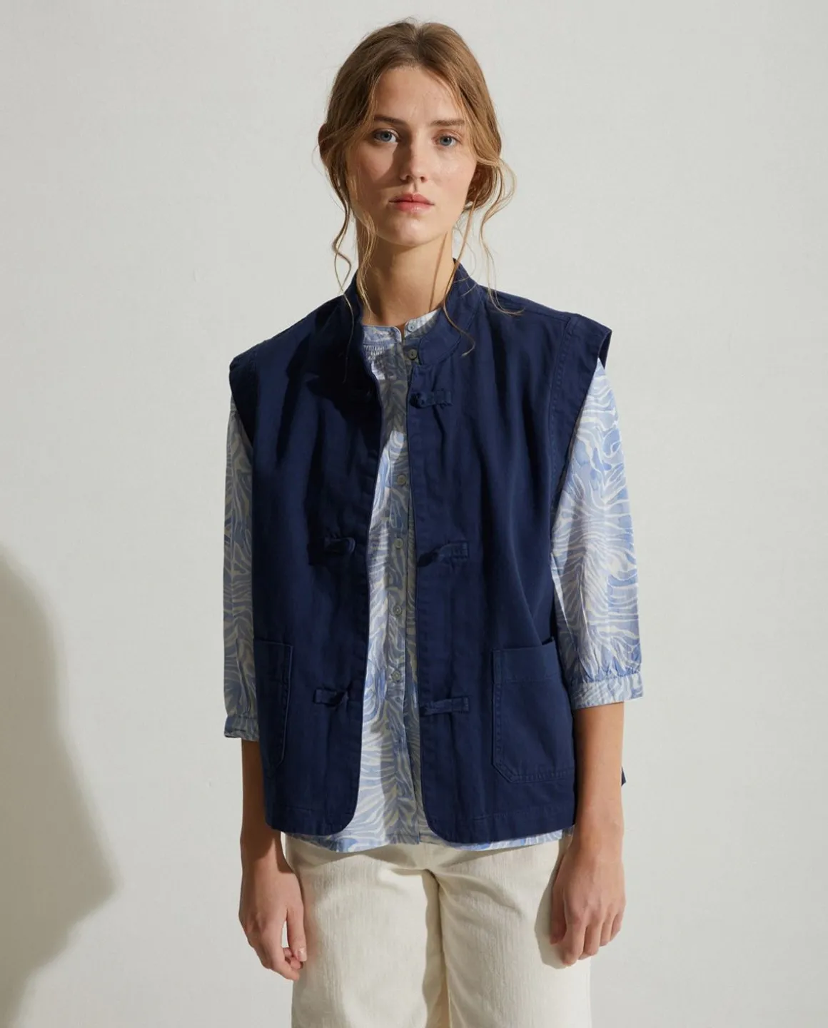 YERSE Shirts And Blouses^Print Organic-Cotton Shirt Blue
