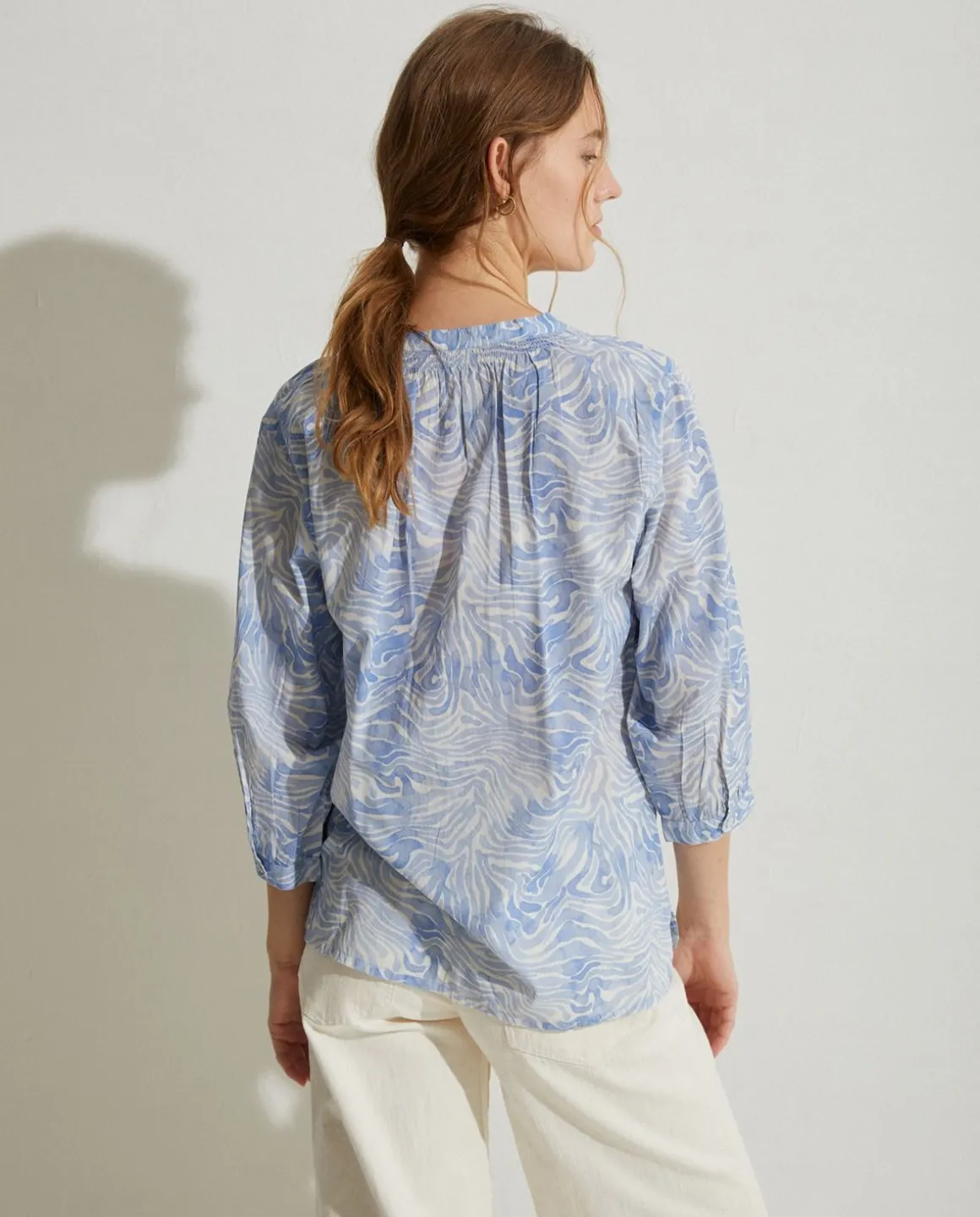 YERSE Shirts And Blouses^Print Organic-Cotton Shirt Blue