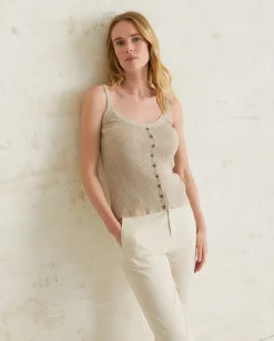 YERSE T- Shirts And Tops^Ribbed Top Buttons Beige