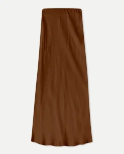 YERSE Skirts^Sateen Midi Skirt Chocolate