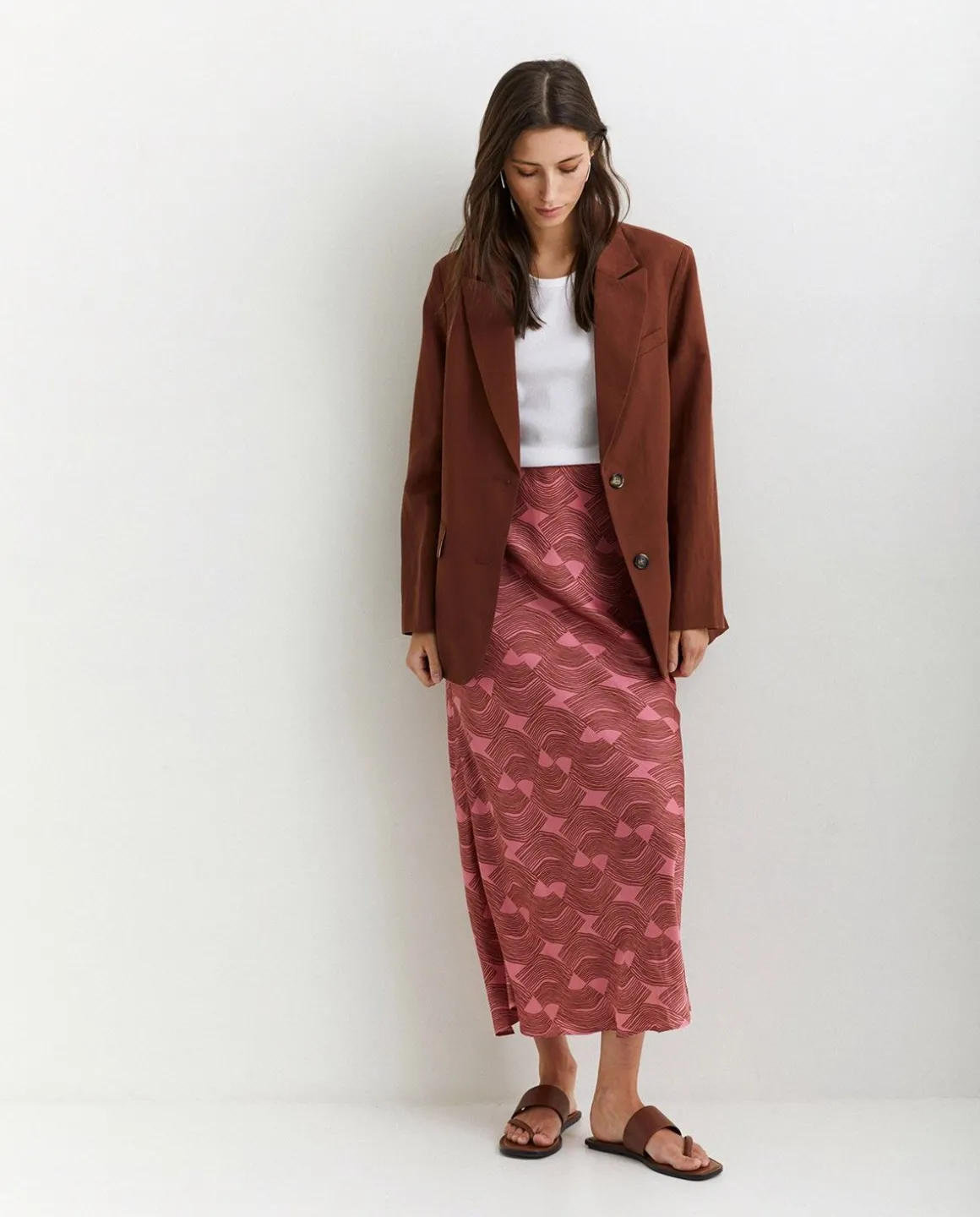 YERSE Skirts^Sateen Midi Skirt Pink